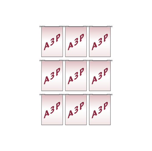 Nine A3P hook over poster holders on wall bars